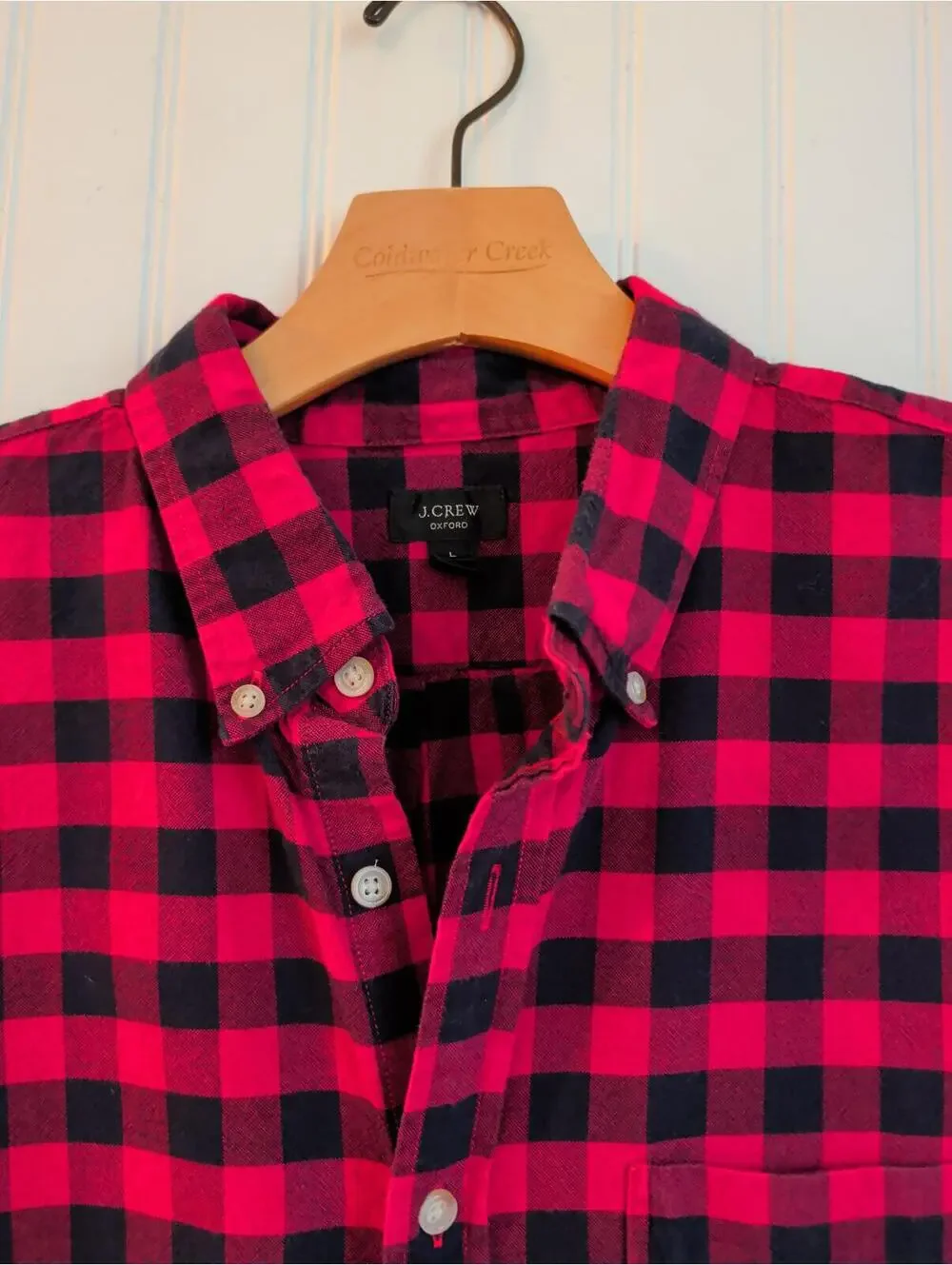 J.Crew 100% Cotton Mens Oxford Button-Down Plaid Shirt Large